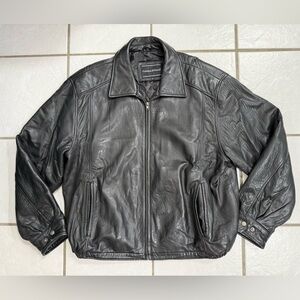 Preswick & Moore Black Leather Jacket size XL